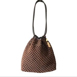 Gucci handknitted weave tote bag brown